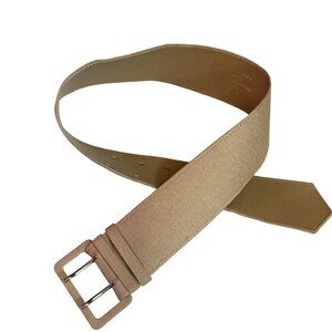 Vintage Wide Beige Linen Belt Womens 2 Safari Khaki Trench 25 in Waist